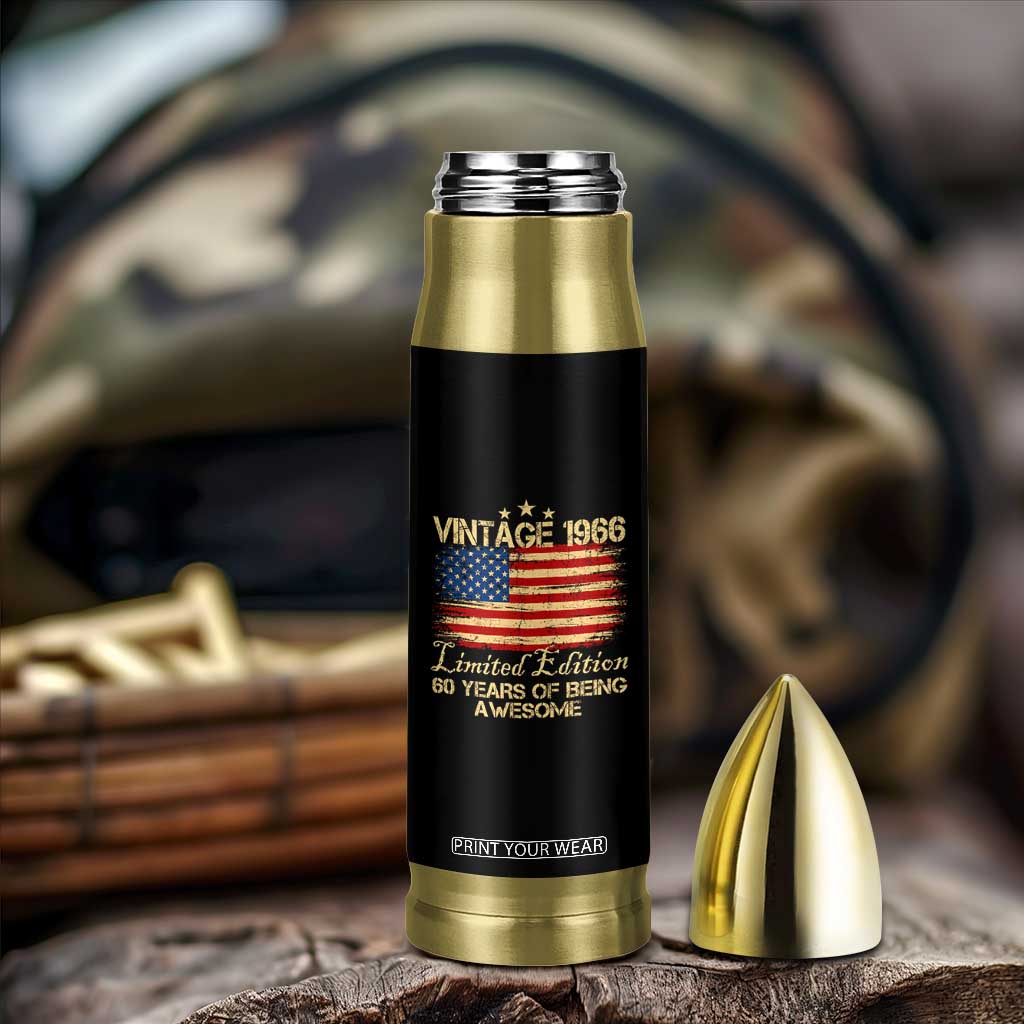 60th Birthday Bullet Tumbler Vintage 1966 Limited Edition 60 Year Old Birthday USA Flag TS10 Print Your Wear