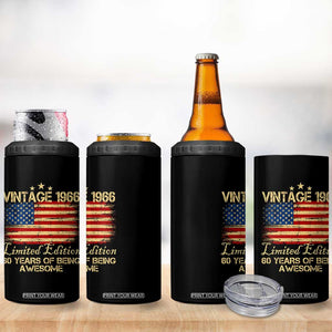 60th Birthday 4 in 1 Can Cooler Tumbler Vintage 1966 Limited Edition 60 Year Old Birthday USA Flag TS10 Print Your Wear