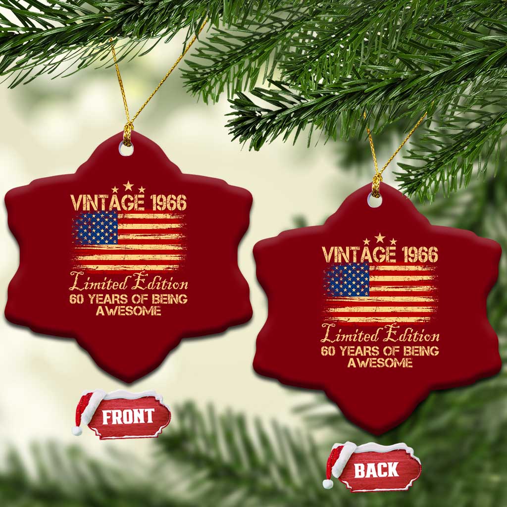 60th Birthday Ceramic Ornament Vintage 1966 Limited Edition 60 Year Old Birthday USA Flag TS10 Print Your Wear