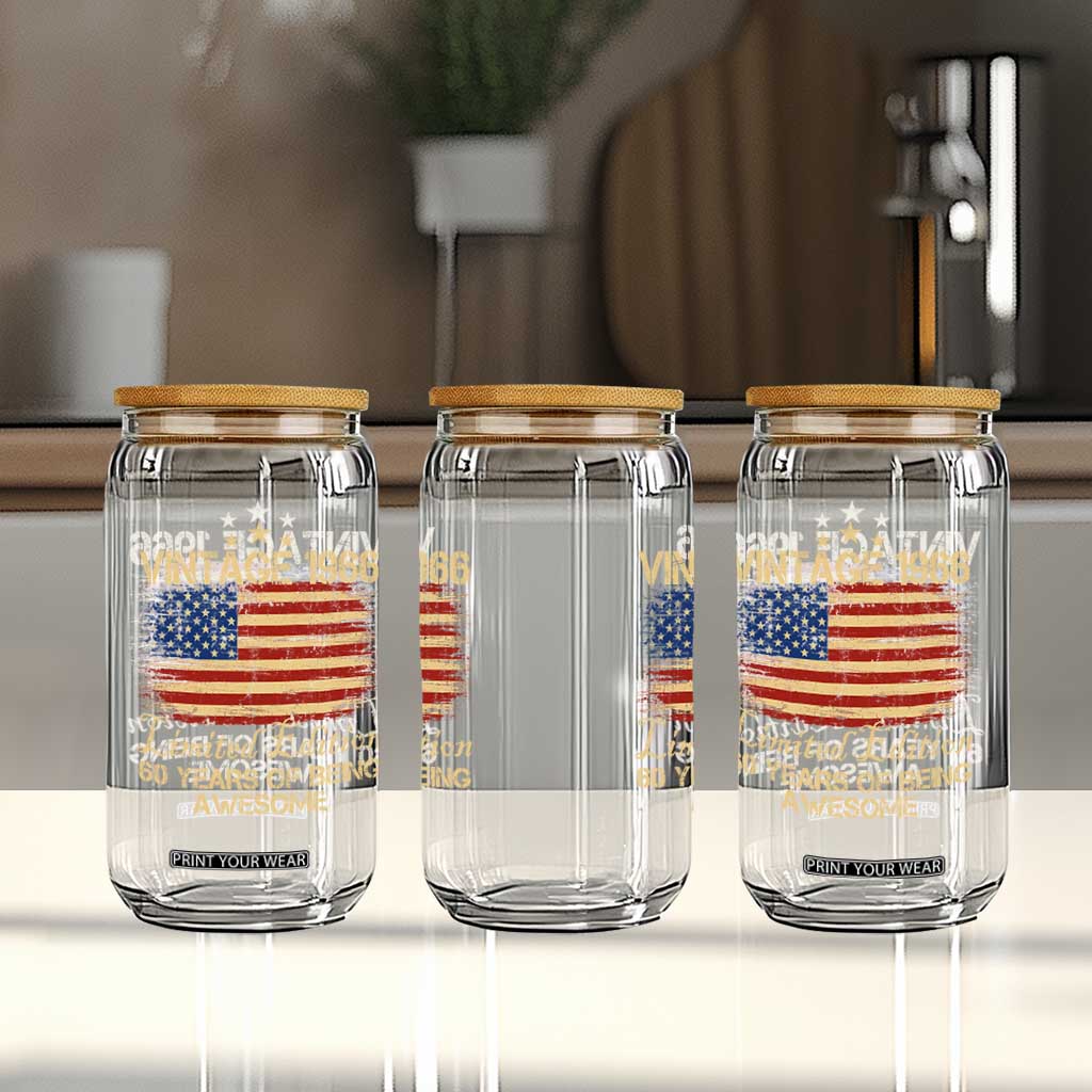 60th Birthday Glass Can Vintage 1966 Limited Edition 60 Year Old Birthday USA Flag TS10 Print Your Wear