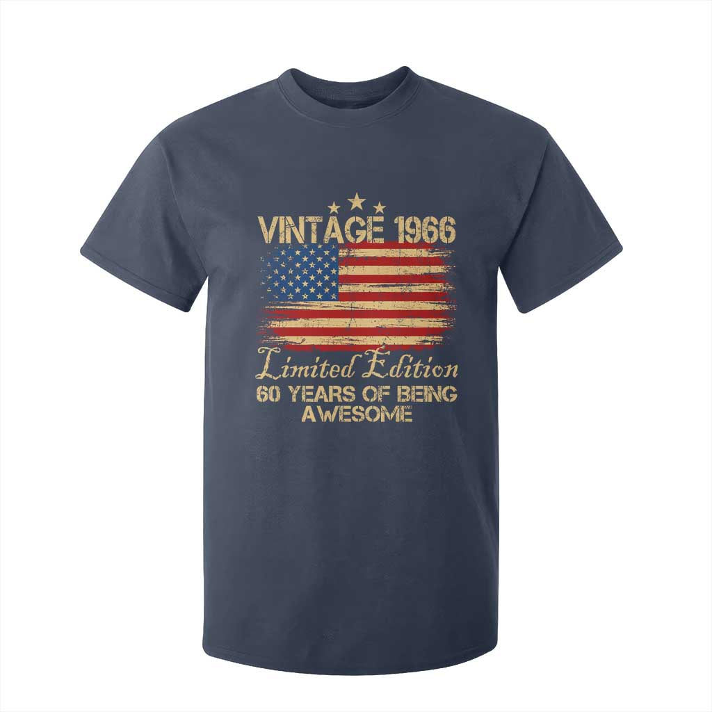 60th Birthday T Shirt For Kid Vintage 1966 Limited Edition 60 Year Old Birthday USA Flag TS10 Navy Print Your Wear