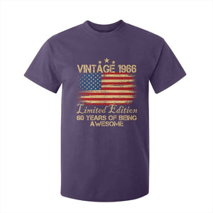 60th Birthday T Shirt For Kid Vintage 1966 Limited Edition 60 Year Old Birthday USA Flag TS10 Purple Print Your Wear