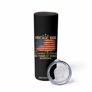 60th Birthday Skinny Tumbler Vintage 1966 Limited Edition 60 Year Old Birthday USA Flag TS10 Print Your Wear