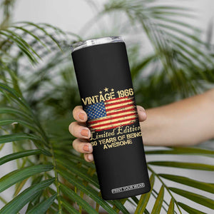 60th Birthday Skinny Tumbler Vintage 1966 Limited Edition 60 Year Old Birthday USA Flag TS10 Print Your Wear