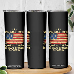 60th Birthday Skinny Tumbler Vintage 1966 Limited Edition 60 Year Old Birthday USA Flag TS10 Print Your Wear