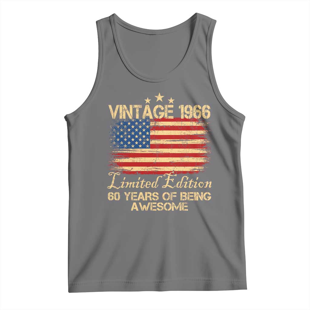 60th Birthday Tank Top Vintage 1966 Limited Edition 60 Year Old Birthday USA Flag TS10 Black Heather Print Your Wear
