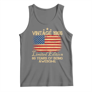 60th Birthday Tank Top Vintage 1966 Limited Edition 60 Year Old Birthday USA Flag TS10 Black Heather Print Your Wear