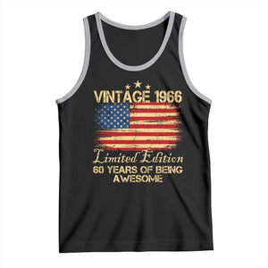 60th Birthday Tank Top Vintage 1966 Limited Edition 60 Year Old Birthday USA Flag TS10 Black Athletic Heather Print Your Wear