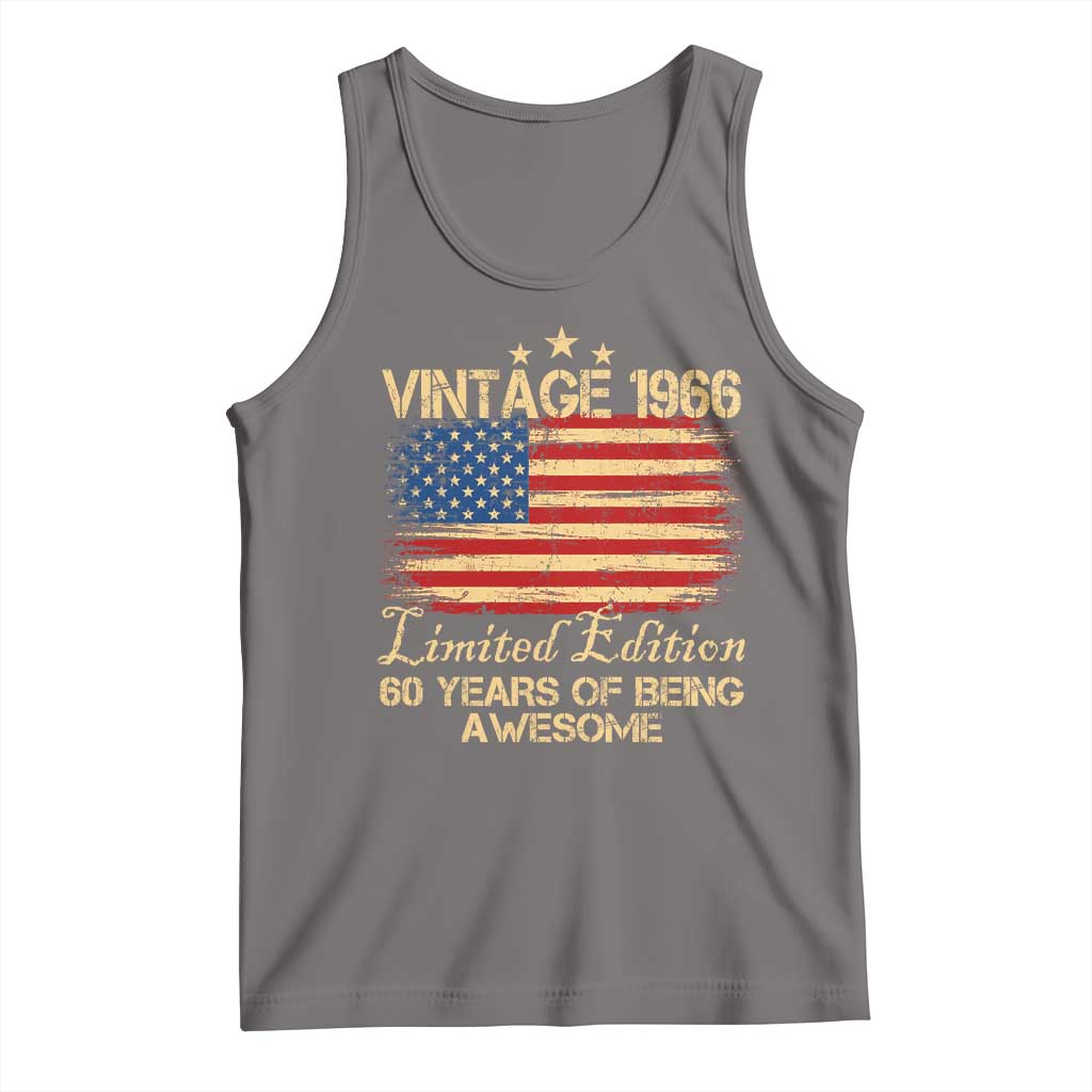 60th Birthday Tank Top Vintage 1966 Limited Edition 60 Year Old Birthday USA Flag TS10 Deep Heather Print Your Wear