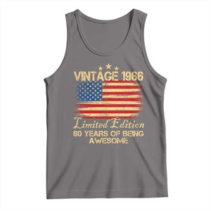 60th Birthday Tank Top Vintage 1966 Limited Edition 60 Year Old Birthday USA Flag TS10 Deep Heather Print Your Wear