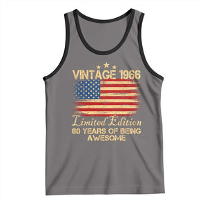 60th Birthday Tank Top Vintage 1966 Limited Edition 60 Year Old Birthday USA Flag TS10 Deep Heather Black Print Your Wear