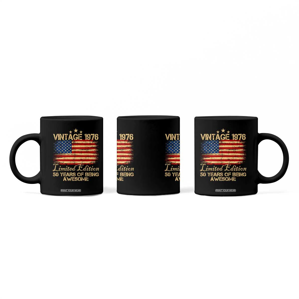 50th Birthday Coffee Mug Vintage 1976 Limited Edition 50 Year Old Birthday USA Flag TS10 Print Your Wear