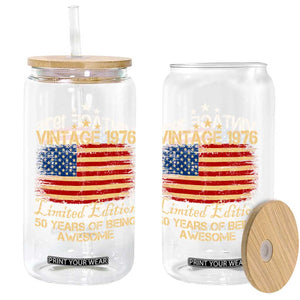 50th Birthday Glass Can Vintage 1976 Limited Edition 50 Year Old Birthday USA Flag TS10 Print Your Wear