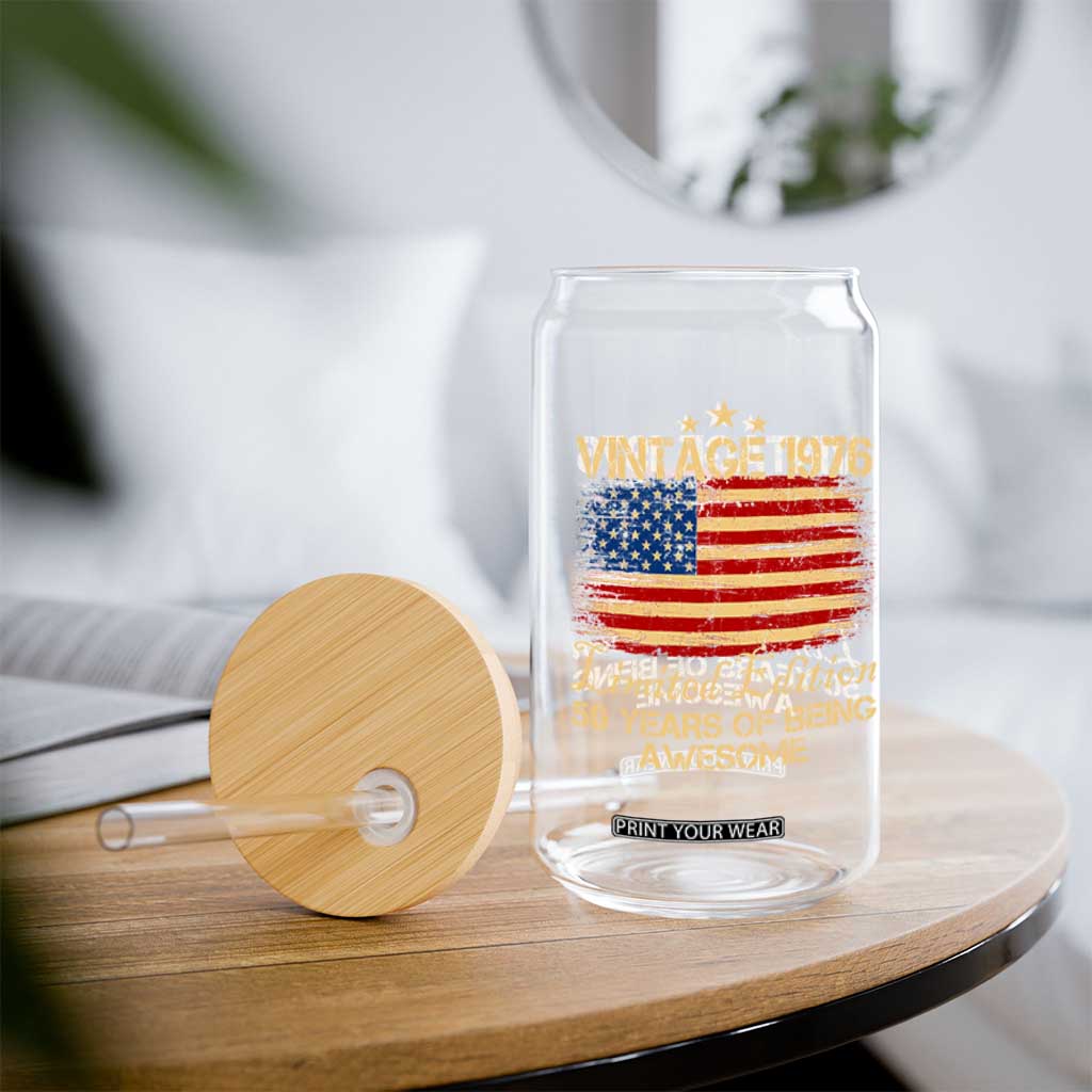 50th Birthday Glass Can Vintage 1976 Limited Edition 50 Year Old Birthday USA Flag TS10 Print Your Wear