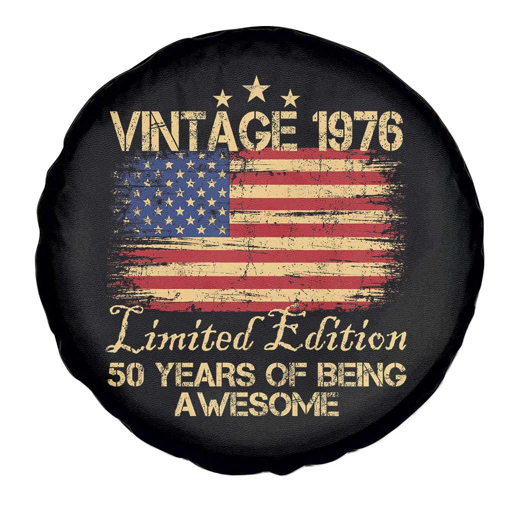 50th Birthday Spare Tire Cover Vintage 1976 Limited Edition 50 Year Old Birthday USA Flag TS10 Print Your Wear