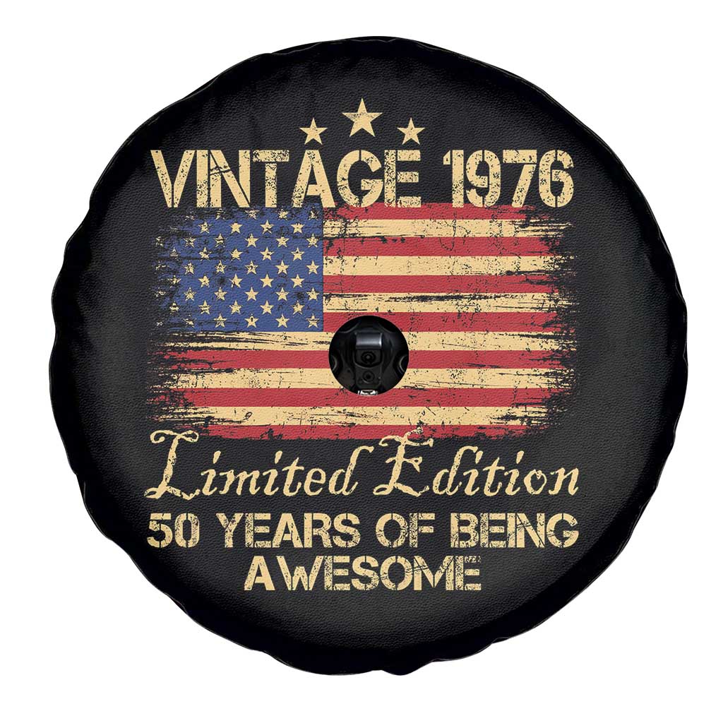 50th Birthday Spare Tire Cover Vintage 1976 Limited Edition 50 Year Old Birthday USA Flag TS10 Print Your Wear