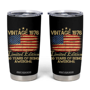 50th Birthday Tumbler Cup Vintage 1976 Limited Edition 50 Year Old Birthday USA Flag TS10 Black Print Your Wear