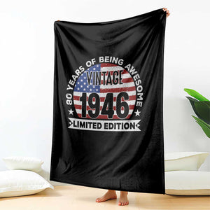 80th Birthday Throw Blanket Vintage 1946 80 Year Old Birthday American Flag TS10 Print Your Wear