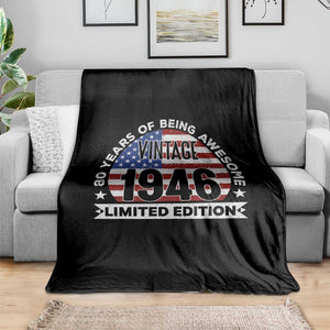 80th Birthday Throw Blanket Vintage 1946 80 Year Old Birthday American Flag TS10 Print Your Wear