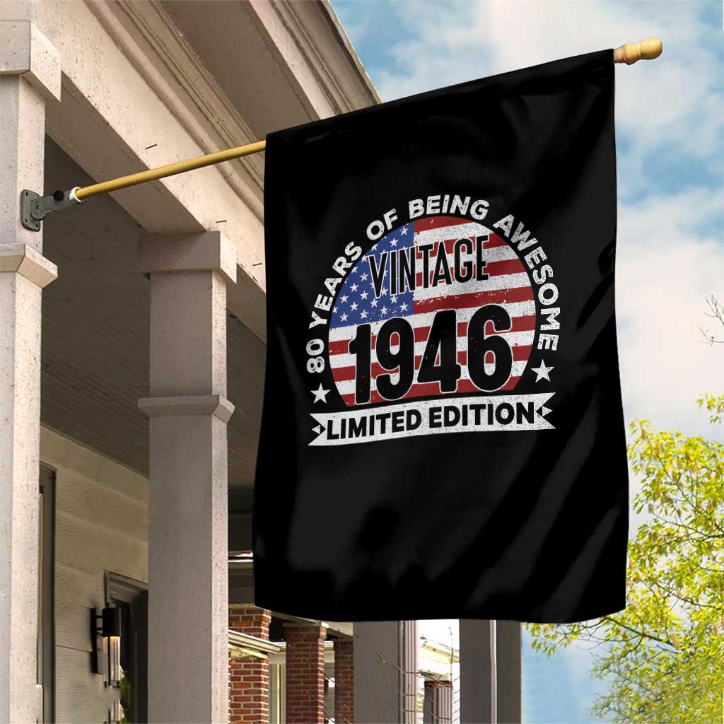 80th Birthday Garden Flag Vintage 1946 80 Year Old Birthday American Flag TS10 Print Your Wear