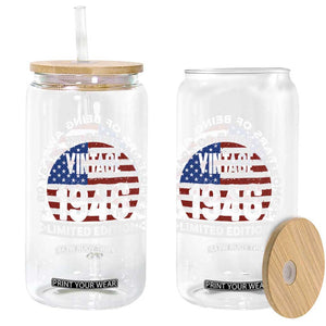 80th Birthday Glass Can Vintage 1946 80 Year Old Birthday American Flag TS10 Print Your Wear