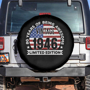 80th Birthday Spare Tire Cover Vintage 1946 80 Year Old Birthday American Flag TS10 No hole Black Print Your Wear