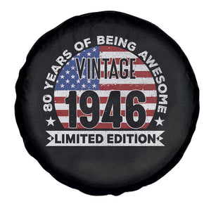 80th Birthday Spare Tire Cover Vintage 1946 80 Year Old Birthday American Flag TS10 Print Your Wear