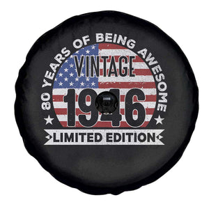 80th Birthday Spare Tire Cover Vintage 1946 80 Year Old Birthday American Flag TS10 Print Your Wear