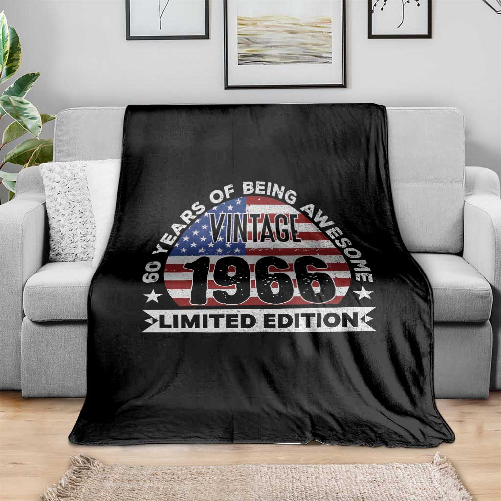 60th Birthday Throw Blanket Vintage 1966 60 Year Old Birthday American Flag TS10 Print Your Wear
