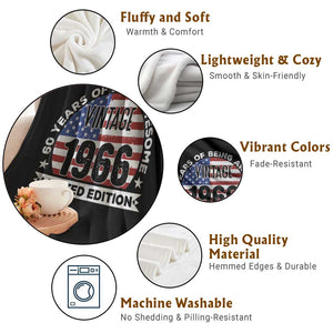 60th Birthday Throw Blanket Vintage 1966 60 Year Old Birthday American Flag TS10 Print Your Wear
