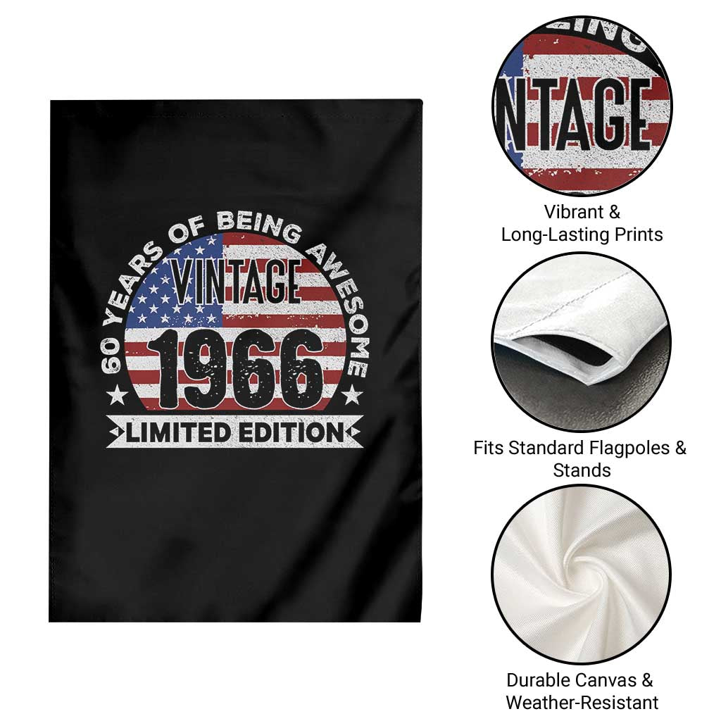 60th Birthday Garden Flag Vintage 1966 60 Year Old Birthday American Flag TS10 Print Your Wear
