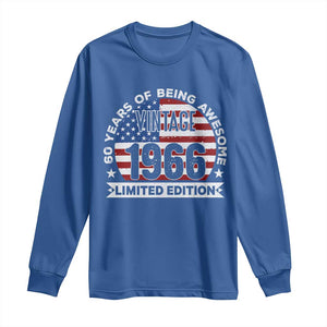 60th Birthday Long Sleeve Shirt Vintage 1966 60 Year Old Birthday American Flag TS10 Royal Blue Print Your Wear