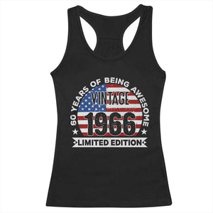60th Birthday Racerback Tank Top Vintage 1966 60 Year Old Birthday American Flag TS10 Black Print Your Wear