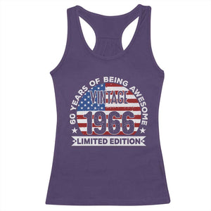 60th Birthday Racerback Tank Top Vintage 1966 60 Year Old Birthday American Flag TS10 Purple Print Your Wear