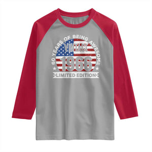 60th Birthday Raglan Shirt Vintage 1966 60 Year Old Birthday American Flag TS10 Sport Gray Red Print Your Wear
