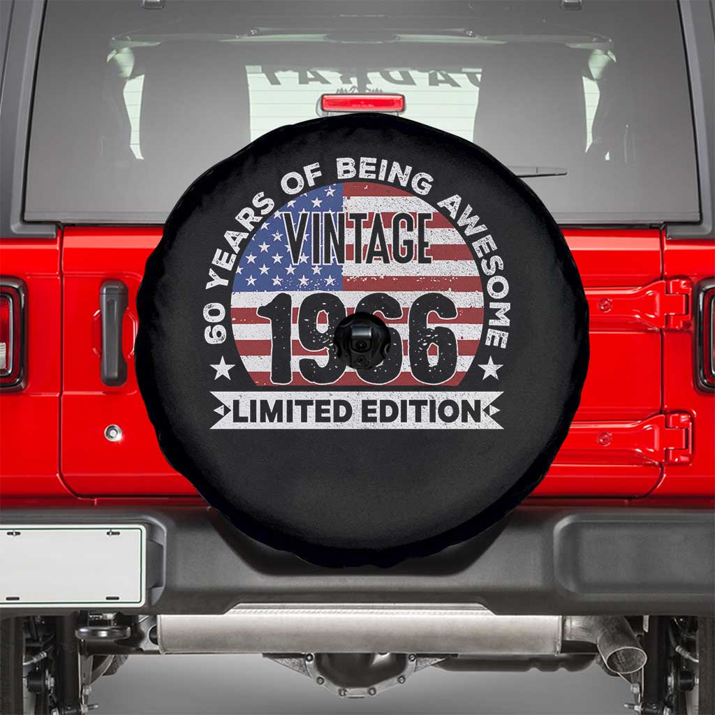 60th Birthday Spare Tire Cover Vintage 1966 60 Year Old Birthday American Flag TS10 Black Print Your Wear