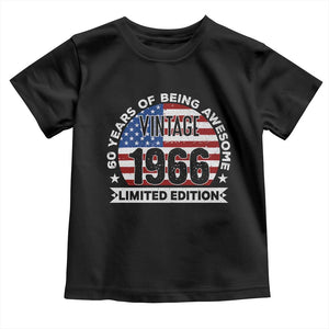 60th Birthday Toddler T Shirt Vintage 1966 60 Year Old Birthday American Flag TS10 Black Print Your Wear