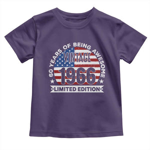 60th Birthday Toddler T Shirt Vintage 1966 60 Year Old Birthday American Flag TS10 Purple Print Your Wear