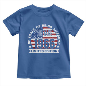 60th Birthday Toddler T Shirt Vintage 1966 60 Year Old Birthday American Flag TS10 Royal Blue Print Your Wear