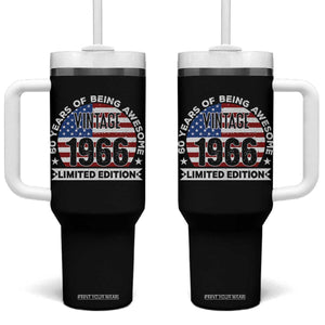 60th Birthday Tumbler With Handle Vintage 1966 60 Year Old Birthday American Flag TS10 One Size: 40 oz Black Print Your Wear