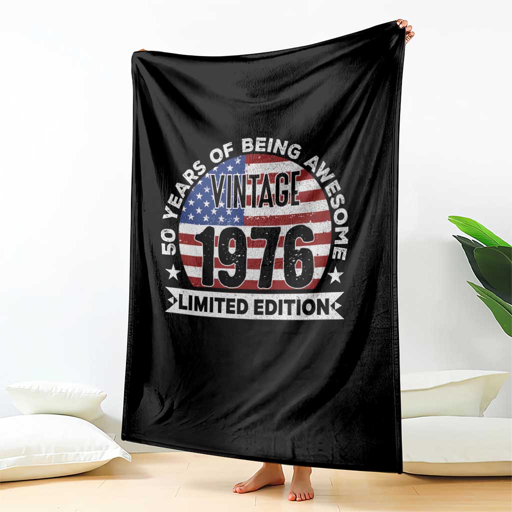50th Birthday Throw Blanket Vintage 1976 50 Year Old Birthday American Flag TS10 Print Your Wear