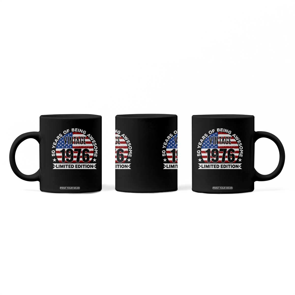 50th Birthday Coffee Mug Vintage 1976 50 Year Old Birthday American Flag TS10 Print Your Wear