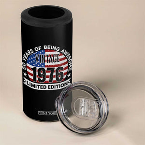 50th Birthday 4 in 1 Can Cooler Tumbler Vintage 1976 50 Year Old Birthday American Flag TS10 Print Your Wear