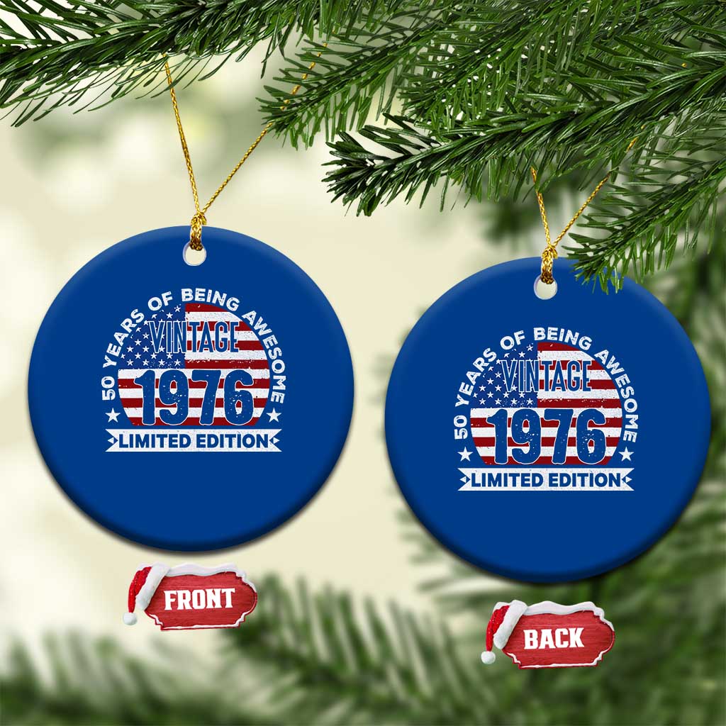 50th Birthday Ceramic Ornament Vintage 1976 50 Year Old Birthday American Flag TS10 1pc Blue Print Your Wear
