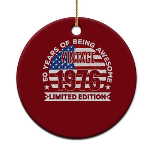 50th Birthday Ceramic Ornament Vintage 1976 50 Year Old Birthday American Flag TS10 1pc Red Print Your Wear