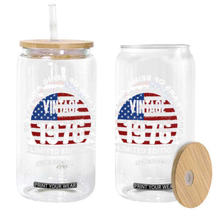 50th Birthday Glass Can Vintage 1976 50 Year Old Birthday American Flag TS10 Print Your Wear