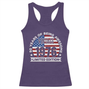 50th Birthday Racerback Tank Top Vintage 1976 50 Year Old Birthday American Flag TS10 Purple Print Your Wear
