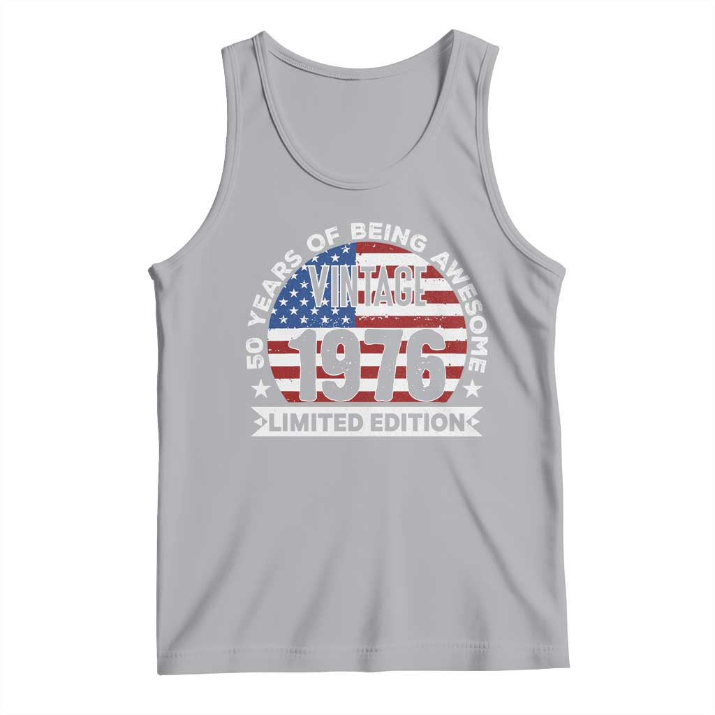 50th Birthday Tank Top Vintage 1976 50 Year Old Birthday American Flag TS10 Athletic Heather Print Your Wear