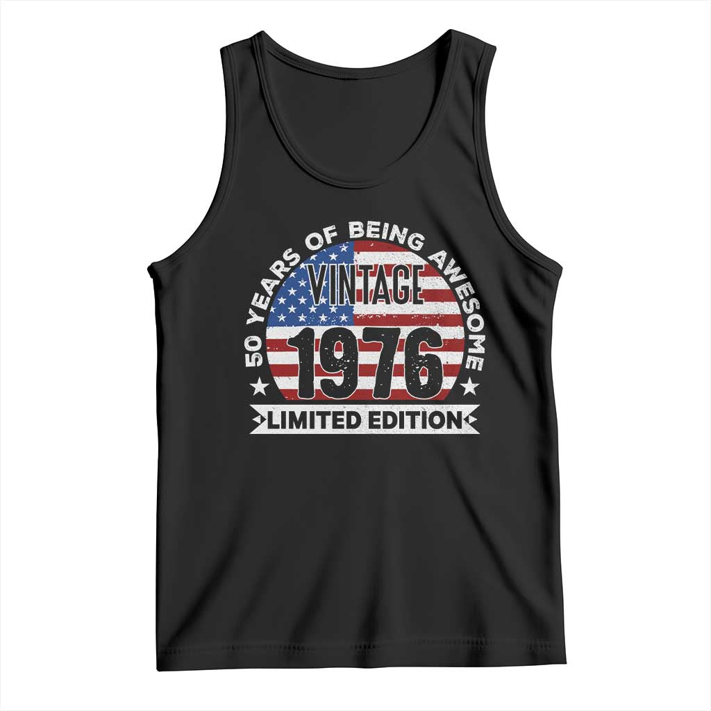 50th Birthday Tank Top Vintage 1976 50 Year Old Birthday American Flag TS10 Black Print Your Wear