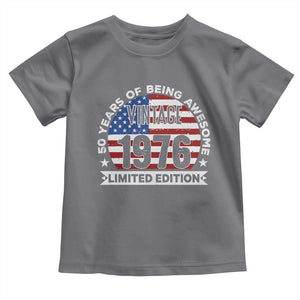 50th Birthday Toddler T Shirt Vintage 1976 50 Year Old Birthday American Flag TS10 Charcoal Print Your Wear